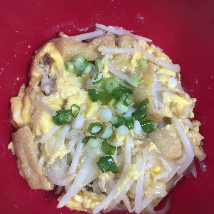 簡単節約レシピ！もやしと油揚げの玉子丼